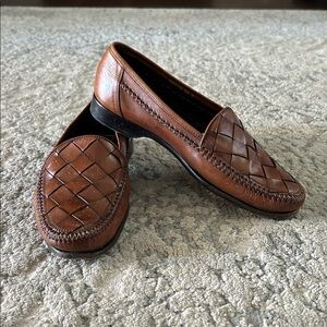 Bragano by Cole Haan, Italy Brown Woven Leather Loafer - Pre-owned